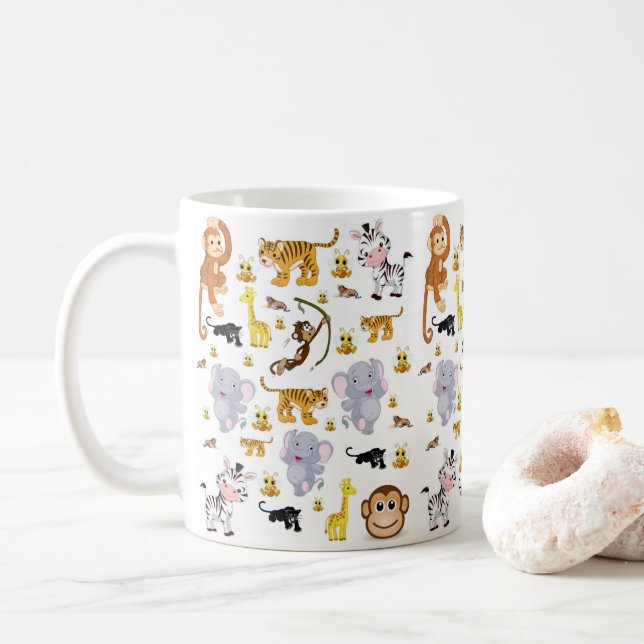 De Café Taza Mono Elefante Tigre (Con donut)