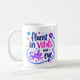 De Café Taza Morada Enfermera Fluida en Signos Vitales y M