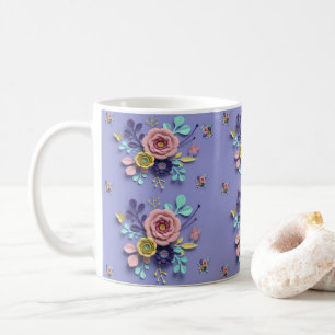 De Café Taza Morada Floral Pastel
