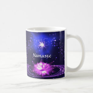 De Café Taza Namaste Quote Cristal Púrpura Loto y Estrella
