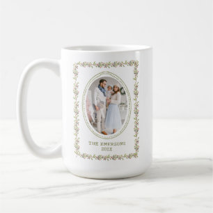 De Café Taza Navideña Botánica Verde Rústica