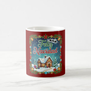 De Café Taza navideña con diseño colorido y festivo