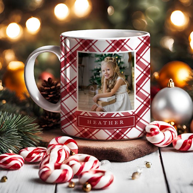 De Café Taza navideña roja y blanca (Red and White Holiday Mug
)