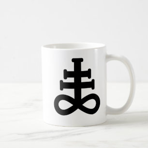 De Café Taza negra doble del símbolo del azufre