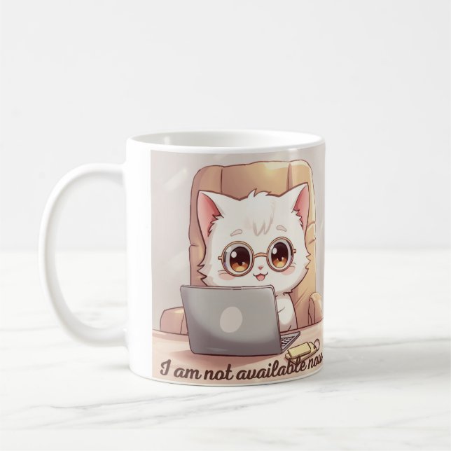De Café Taza No Estoy Disponible Ahora - Gato Kawaii Lindo (Izquierda)