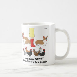 De Café Taza obsesiva del desorden del pollo y del Corgi