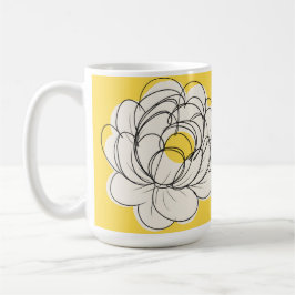 De Café Taza Peonía Negrita Amarillo Gráfico Flor Minimali