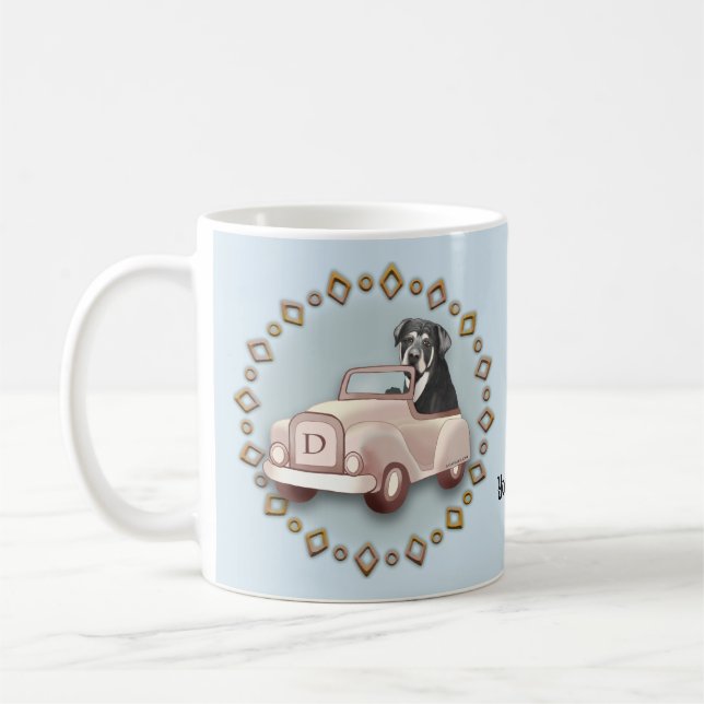 De Café Taza perro Rottweiler conduciendo coche (Izquierda)