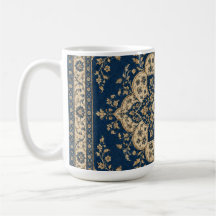 Taza Persa Vintage Medallón Azul Oro Regalo
