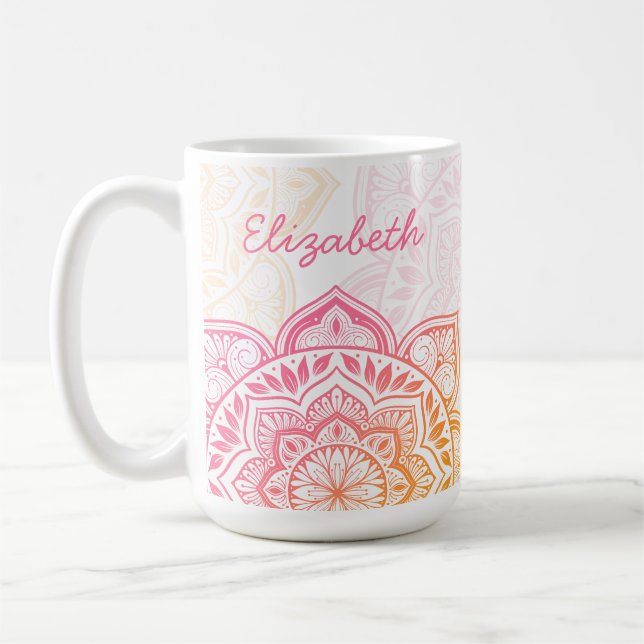 De Café Taza personalizada Amaya Mandala 15 oz. (Izquierda)