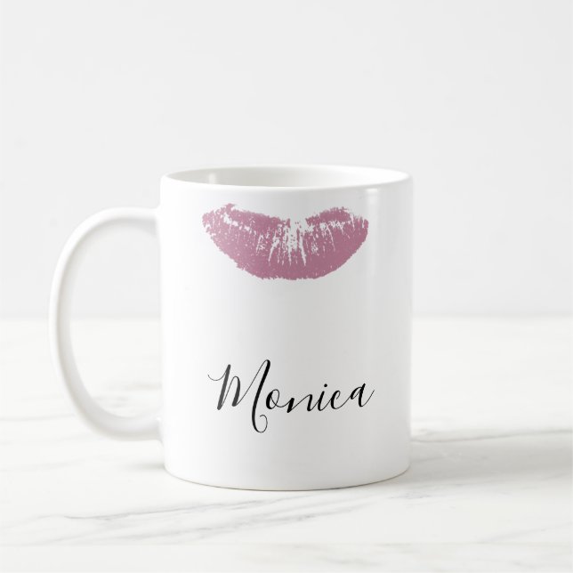 De Café Taza Personalizada Besos Labios Pintalabios (Izquierda)