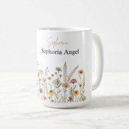 De Café Taza personalizada Boho Wildflower | Taza con nomb