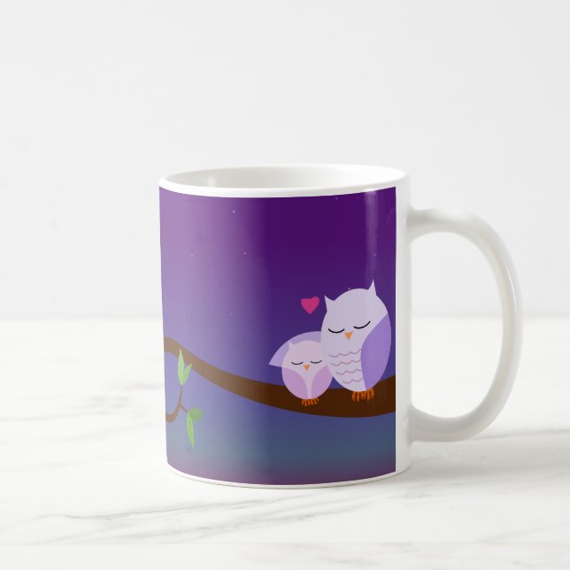 De Café Taza personalizada búhos soñolientos (Derecha)