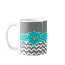 Taza personalizada Chevron gris y azul