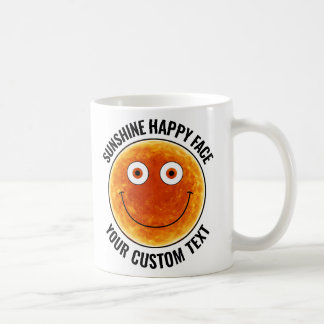 De Café Taza personalizada con cara feliz y sol