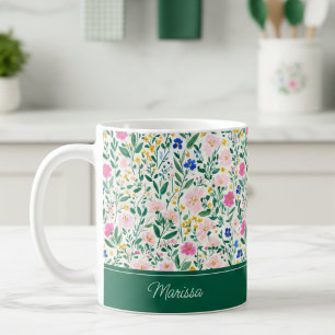 De Café Taza Personalizada con Flores Coloridas
