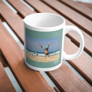 De Café Taza personalizada con foto, texto y año