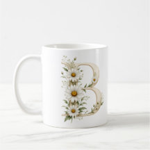Taza personalizada con letra B floral Daisy