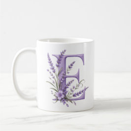 De Café Taza personalizada con letra E floral en lavanda