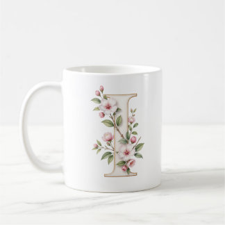 De Café Taza personalizada con letra floral I delicada flo