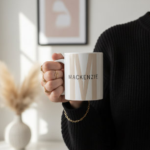 De Café Taza personalizada con monograma en beige como reg