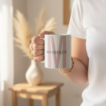 Taza personalizada con monograma rosa regalo para 