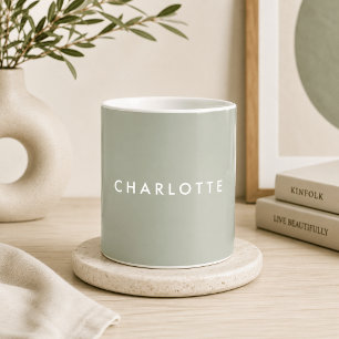 De Café Taza Personalizada con Nombre en Verde Salvia Mode