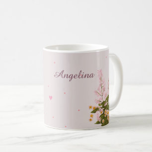 De Café Taza Personalizada con Nombre y Flores