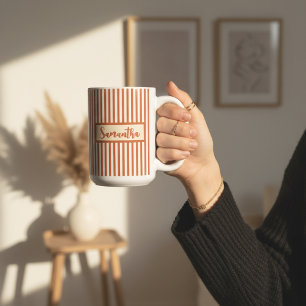 De Café Taza Personalizada con Rayas Naranjas Regalo para