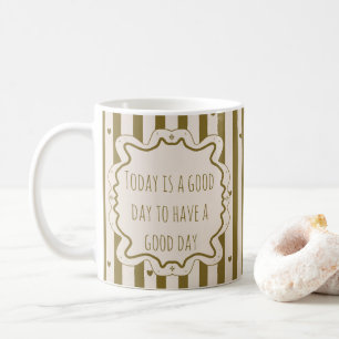 De Café Taza personalizada con rayas retro y cita   Texto 