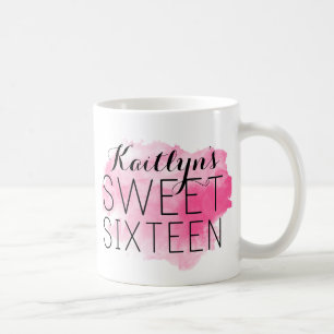De Café Taza personalizada del dulce 16 con la acuarela