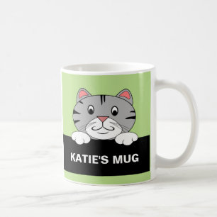 De Café Taza personalizada del gato del dibujo animado