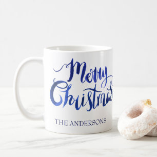 De Café Taza personalizada del navidad azul y blanco