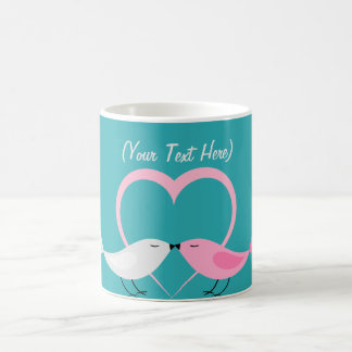 De Café Taza personalizada dos pequeños Lovebirds