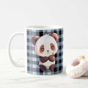 De Café Taza Personalizada Kawaii Panda Cuadro Escocés Azu