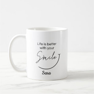 De Café Taza Personalizada La Vida Es Mejor Con Tu Sonrisa