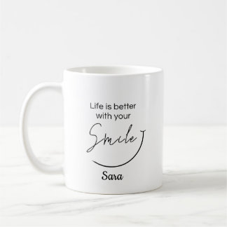 De Café Taza Personalizada La Vida Es Mejor Con Tu Sonrisa