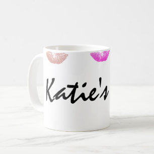 De Café Taza personalizada manchada lápiz labial