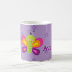 De Café Taza personalizada mariposa colorida