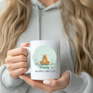 De Café Taza personalizada Meditando Capy Cup con nombre