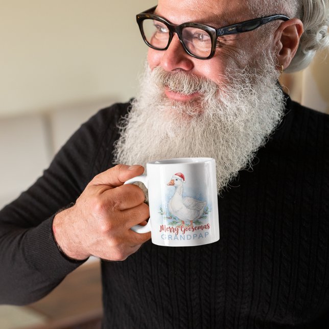 De Café Taza Personalizada Merry Goosemas (Celebrate the holiday with this cute, "Merry Goosemas" personalized mug! )