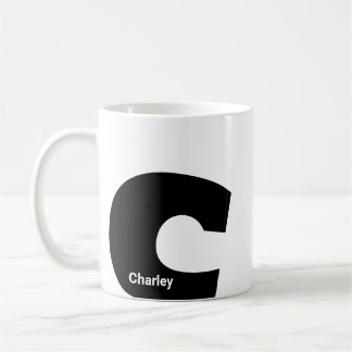 De Café Taza personalizada monograma letra inicial moderna