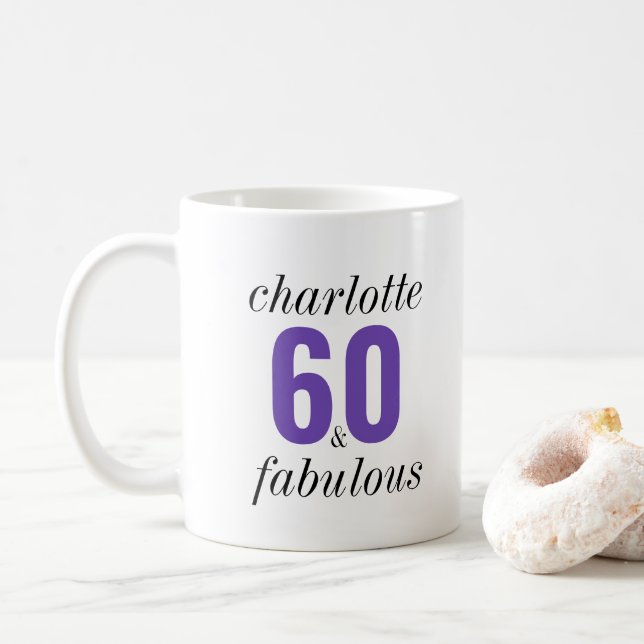 De Café Taza personalizada para 60 cumpleaños fabulosos (Con donut)