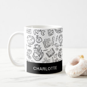 De Café Taza personalizada para maestros en negro y blanco