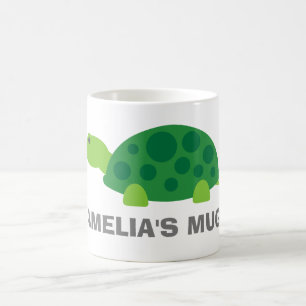 De Café Taza personalizada para niños con tortuga verde li