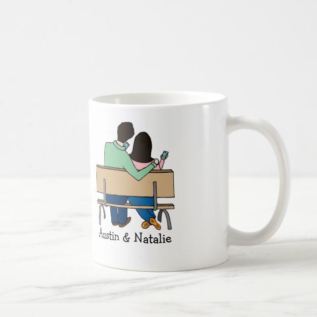 De Café Taza personalizada pares cariñosos del dibujo (Derecha)