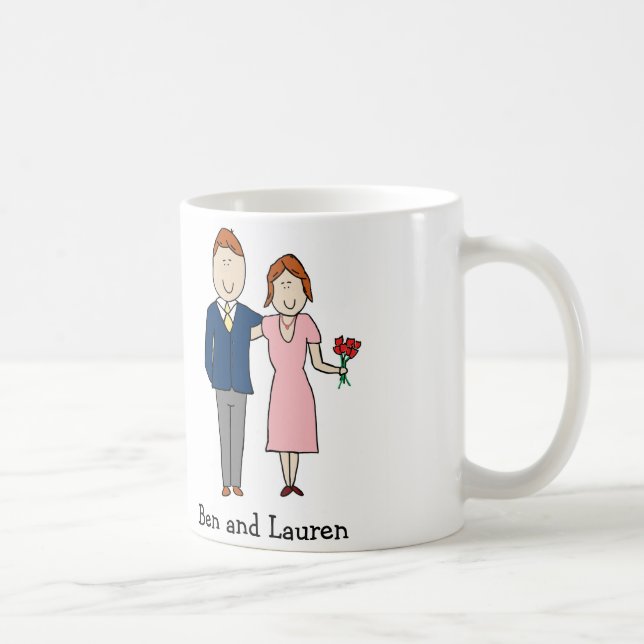 De Café Taza personalizada pares del dibujo animado del (Derecha)