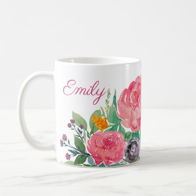 De Café Taza personalizada Peonies (Izquierda)