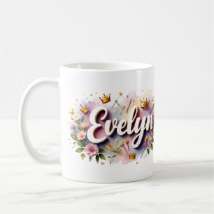 De Café Taza personalizada Princesa Floral – Nombre person
