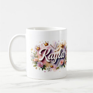 De Café Taza personalizada Princesa Floral – Nombre person